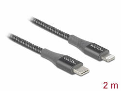 Delock Adat- és töltőkábel USB Type-C - Lightning iPhone , iPad és iPod készülékhez szürke 2 m M (86632)