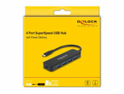 Delock USB Type-C Hub 4 Port USB 3.2 Gen 1 Power Delivery-vel 85 Watt (64170) - dstore