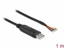 Delock adapterkábel USB 2.0 Type-A és soros RS-232 közötti 9 nyitott vezetékkel + árnyékolás 0, 5 m (90524)