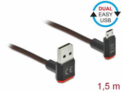 Delock EASY-USB 2.0 kábel A-típusú csatlakozódugó - EASY-USB Micro-B típusú csatlakozódugó, ívelt fe (85267)