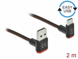 Delock EASY-USB 2.0 kábel A-típusú csatlakozódugó - USB Type-C csatlakozódugó, ívelt felfelé / lefe (85278)
