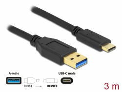 Delock SuperSpeed USB (USB 3.2 Gen 1) kábel A-típusú - USB Type-C csatlakozó végekkel 3 m (84006)