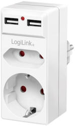 LogiLink Socket adapter, 1x CEE7/16 + 1x CEE7/3 + 2x USB-A (PA0276)