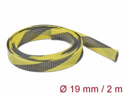 Delock Fonott kábelharisnya nyújtható 2 m x 19 mm fekete-sárga (20742) - dstore