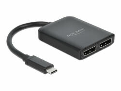 Delock Elosztó USB Type-C csatlakozóval (DP alternatív mód támogatás) 2 db. DisplayPort MST / VXP (87754) - dstore