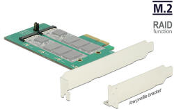 Delock PCI Express-kártya > 2 x belso M. 2 aljzat B nyílással, RAID-dal - alacsony profilú formaténye (89536)