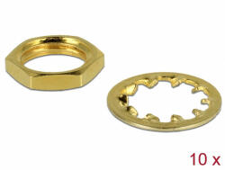Delock Anyacsavar és reteszelő gyűrű SMA és RP-SMA anya csatlakozóaljzathoz, 10 darab (89483)