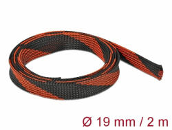 Delock Fonott kábelharisnya nyújtható 2 m x 19 mm fekete-piros (20743) - dstore
