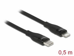 Delock Adat- és töltőkábel USB Type-C - Lightning iPhone , iPad és iPod készülékhez fekete 0, 5 m (86636)