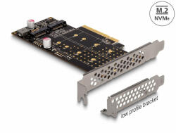 Delock PCI Express x8 kártya - 2 x belső NVMe M. 2 Key M - elágazás - alacsony profilú formatényező (89837) - dstore