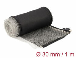Delock Hőellenálló EMI Shielding fonott borítás zipzárral, 1 m x 30 mm méretű, fekete (20848) - dstore