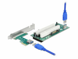 Delock PCI Express Riser kártya x1 - 2 x PCI 32 Bit bővítőhely, 60 cm-es -kábellel (90066) (90066) - dstore
