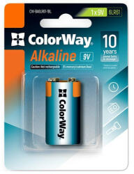 ColorWay Színes lúgos elem 6LR61/ 9V/ 1db csomagban/ Buborékcsomagolásban (CW-BA6LR61-1BL)