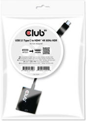 ADA Club3D USB TYPE C 3.1 GEN 1 TO HDMI 2.0 4K60HZ HDR Active Adapter