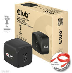 Club 3D PPS 45W GAN technology, Dual port USB Type-C, Power Delivery(PD) 3.0 Support - Hálózati töltő