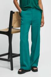 Medicine pantaloni femei, culoarea verde, lat, medium waist ZBYX-SPD203_67X