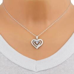 Ekszer Eshop 925 ezüst nyaklánc - hármas szív, szív alakú cirkónia, kerek cirkóniák