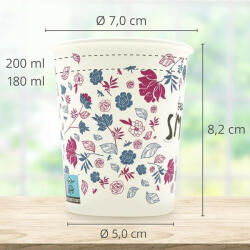  Papírpohár 50db - virágok - 180ml