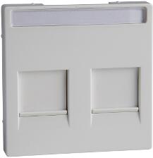 Schneider Electric MERTEN Fedlap, 2xRJ45 moduláris betétekhez, feliratozható, System-M, aktív fehér, antibakteriális (MTN4564-0325) (MTN4564-0325)