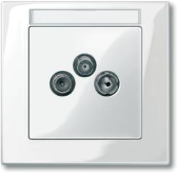 Schneider Electric MERTEN Antenna csatlakozó fedlap, 3 kimenettel, felirat nélkül, System-M, polárfehér (MTN296719) (MTN296719)