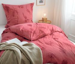 Tchibo Téli jersey ágynemű, kétszemélyes méret Rózsaszín sötétpiros virágos nyomattal