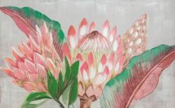 Eurofirany Virágos növényt ábrázoló kézzel festett falikép 462 Rózsaszín 60x100 cm