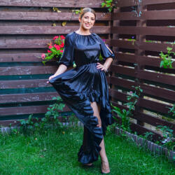 Ie traditionala Rochie eleganta asimetrica neagra Neluta