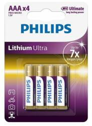 Philips Baterie Lithium Ultra Lr3 Aaa Blister 4 Buc Philips (ph-fr03lb4a/1) - cadouriminunate Baterii de unica folosinta