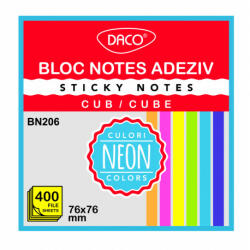 Daco Bloc notes adeziv cub 400 file 76x76 6 cul DACO bn206 (BN206)