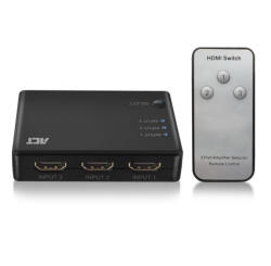 ACT 3 портов HDMI адаптер ACT AC7845, 4K@60Hz, USB, Дистанционно, Черен (AC7845)
