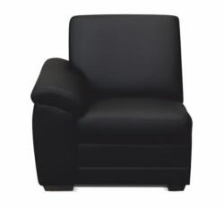 TEMPO KONDELA 1-személyes kanapé támasztékkal, textilbőr fekete, balos, BITER 1 1B - sprintbutor