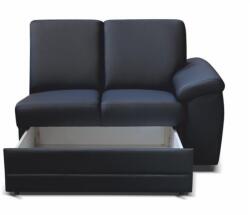 TEMPO KONDELA 2- személyes kanapé támasztékokkal és rakodótérrel, textilbőr fekete, jobbos, BITER 2 1B ZS - sprintbutor