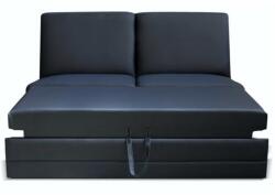 TEMPO KONDELA 3-személyes kinyitható kanapé, textilbőr fekete, BITER 3 BB ZF - sprintbutor