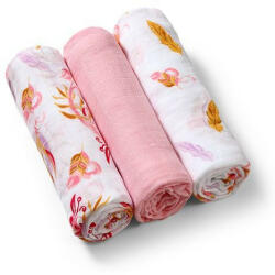 BabyOno 3 db-os színes, mintás textil pelenka bambusz - rózsaszín - babastar