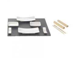 Excellent Houseware Set sushi 11 piese Excellent Houseware, ardezie portelan, 30x24 cm, gri alb (KO-210000010) Tava
