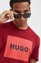 Hugo pamut póló bordó, nyomott mintás - burgundia L