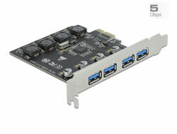 Delock PCI Express x1 Kártya -4 x külső A-típusú USB hüvely SuperSpeed USB (USB 3.2 Gen 1) (90509) - dstore