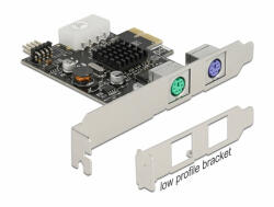 Delock PCI Express x1 kártya 2 x PS/2 porttal és 1 x USB tűfejjel - alacsony profilú formatényező (90049) - dstore