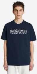 Wood Wood pamut póló Bobby Shatter Logo T-shirt sötétkék, nyomott mintás - sötétkék L