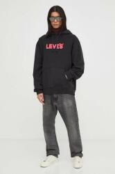 Levi's pamut melegítőfelső fekete, férfi, nyomott mintás, kapucnis - fekete XL - answear - 22 990 Ft