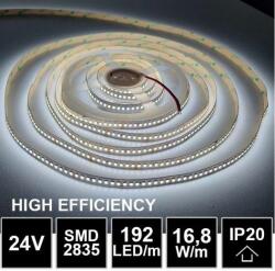 Bandă LED high lumen de 5m 24V 16.8W SMD2835 192LED/m IP20 6000K CRI85 (1310-B)