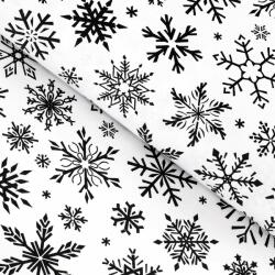 Goldea karácsonyi pamutvászon - cikkszám 1160 fekete hópihék fehér alapon 150 cm