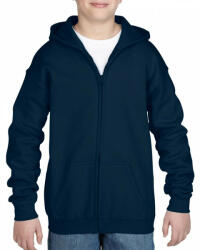 Gildan cipzáras-kapucnis gyerek pulóver, GIB18600, Navy-XS