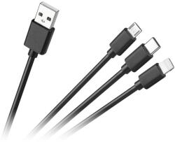 Cabletech Cablu 3in1 USB A la micro USB + USB type C + Lightning 1.2m 2A Cabletech (KPO3945)