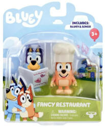 Moose Set 2 figurine Bluey si Bingo la restaurant - Fancy Restaurant, 4 piese, 3 ani+