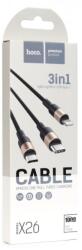 hoco. Cablu Incarcare Hoco USB-A - Lightning / MicroUSB / USB-C X26 Xpress 18W 1m Negru/Auriu (cb/3in1/Hoco/X26/n/bl)
