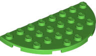 LEGO® 22888c36 - LEGO élénk zöld lap lekerekített sarkokkal, 4 x 8 méretű, félkör (22888c36)