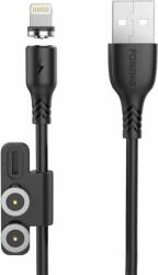 Foneng X62 Magnetic 3 az 1-ben USB-A apa - USB-C/Micro USB/Lightning apa Adat és töltő kábel - Fekete (1m) (X62 3 IN 1 / BLACK)