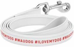 WAU DOG Lapos bőr póráz I LOVE MY DOG felirattal kutya fehér 122cm 12 mm fehér