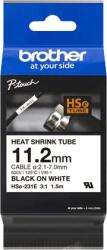 Brother Caseta cu banda pentru tuburi termocontractibile Brother HSE-231E originala - negru pe alb, latime de 11, 2 mm (HSE231E_OEM)